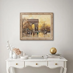 «Arc de Triomphe in the Fall» в интерьере в классическом стиле над столом