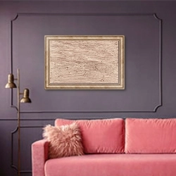 «Versandete Siedelung» в интерьере гостиной с розовым диваном