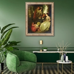 «Гармония» в интерьере гостиной в зеленых тонах