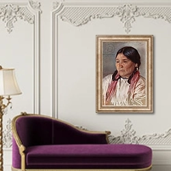 «Naomi, wife of Paul, a Blackfoot Indian» в интерьере в классическом стиле над банкеткой