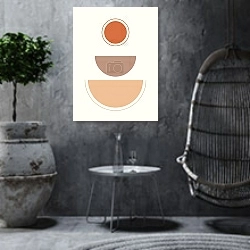 «Современная геометрическая композиция 6» в интерьере в этническом стиле в серых тонах