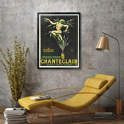 «Le Révélateur des athlètes l’embrocation Chante-Clair» в интерьере в стиле лофт с желтым креслом