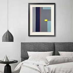 «Birds eye view. Abstract squares 5» в интерьере спальне в стиле минимализм над кроватью