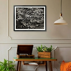 «Место упокоения» в интерьере комнаты в стиле ретро с проигрывателем виниловых пластинок