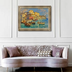 «The Harbour At Naples» в интерьере гостиной в классическом стиле над диваном