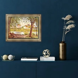 «Деревня на берегу Сены» в интерьере в классическом стиле в синих тонах