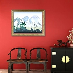 «Горный пейзаж 17» в интерьере в этническом стиле