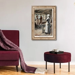 «Illustration for Adam Bede 15» в интерьере гостиной в бордовых тонах