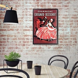 «Champagne Edouard Besserat» в интерьере кухни в стиле лофт с кирпичной стеной