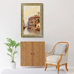 «Venice, Canal Scene» в интерьере в классическом стиле над комодом