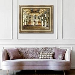 «Виды залов Зимнего дворца. Аванзал» в интерьере гостиной в классическом стиле над диваном