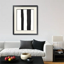 «Yin yang on stripes» в интерьере гостиной в стиле минимализм в светлых тонах