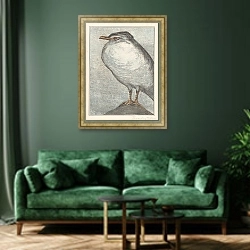 «Серебряная чайка» в интерьере зеленой гостиной над диваном