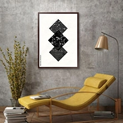 «Абстрактная геометрическая композиция 2» в интерьере в стиле лофт с желтым креслом