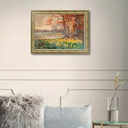 «Желтые цветы в серый день» в интерьере в классическом стиле в светлых тонах