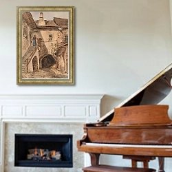 «Hof in Spitz an der Donau» в интерьере классической гостиной над камином