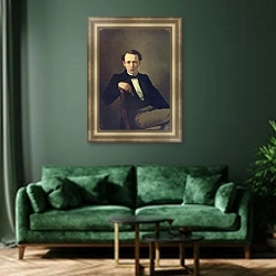 «Автопортрет. 1851» в интерьере зеленой гостиной над диваном