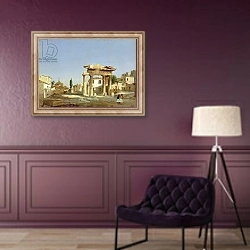 «The Gate of Agora in Athens, 1843» в интерьере в классическом стиле в фиолетовых тонах