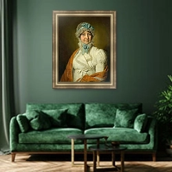 «Портрет Надежды Ивановны Дубовицкой» в интерьере зеленой гостиной над диваном