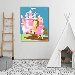 «Прекрасная принцесса» в интерьере детской комнаты для девочки с шалашом