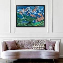 «Местность» в интерьере гостиной в классическом стиле над диваном