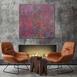 «Абстрактный фон из множества цветов» в интерьере в стиле лофт с бетонной стеной над камином
