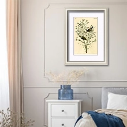 «Orange-crowned Warbler» в интерьере спальни в стиле прованс с синими деталями