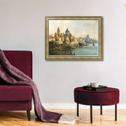 «A Port Town» в интерьере гостиной в бордовых тонах