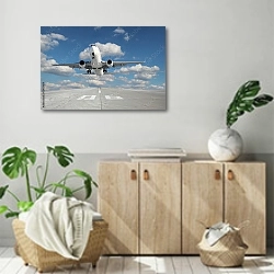 «Взлет самолета» в интерьере современной комнаты над комодом