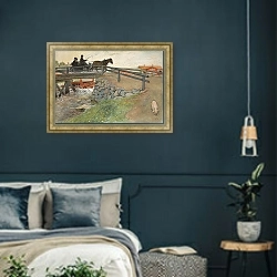 «Мост» в интерьере классической спальни с темными стенами