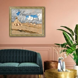 «Стога Сена В Русском Пейзаже» в интерьере классической гостиной над диваном