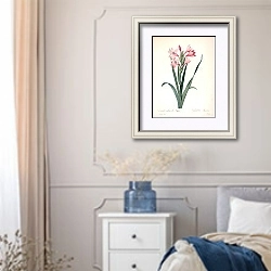«Гладиолус блестящий» в интерьере спальни в стиле прованс с синими деталями