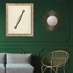 «Spinning Stick» в интерьере классической гостиной с зеленой стеной над диваном
