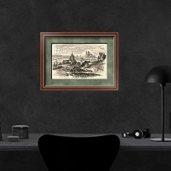 «Orleans, France, illustration from 'Spanish Pictures', by the Rev, Samuel Manning» в интерьере кабинета в черных цветах над столом
