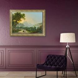 «Люди на озере Валленштаттерзее» в интерьере в классическом стиле в фиолетовых тонах