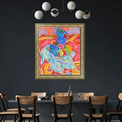 «Still life» в интерьере столовой с черными стенами