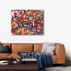 «Фигуры в пейзаже» в интерьере современной гостиной над диваном