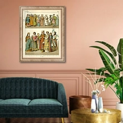 «French Costume 1200» в интерьере классической гостиной над диваном