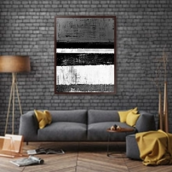 «Монохромная абстракция с полосами» в интерьере в стиле лофт над диваном