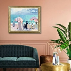 «зонтик» в интерьере классической гостиной над диваном