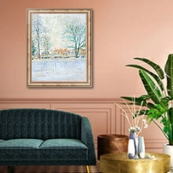«Landscape from Czarnolas» в интерьере классической гостиной над диваном