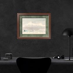 «Mount Minto and Mount Adam» в интерьере кабинета в черных цветах над столом