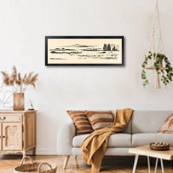 «Ривьермондинг, Северная и Южная Гвинея» в интерьере гостиной в стиле ретро над диваном