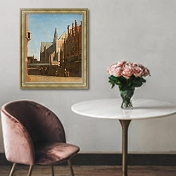 «View Of The Grote Kerk In Haarlem» в интерьере в классическом стиле над креслом