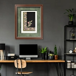 «Indian Embroidered Satin Apron.» в интерьере кабинета с серыми стенами