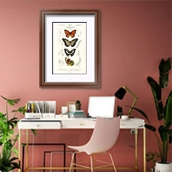 «Коллекция бабочек 2» в интерьере современного кабинета в розовых тонах