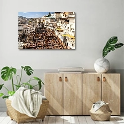 «Марокко, Фес. Исторические красильни кожи 2» в интерьере современной комнаты над комодом