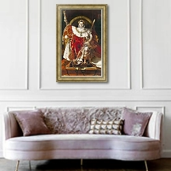 «Napoleon I on the Imperial Throne, 1806» в интерьере гостиной в классическом стиле над диваном
