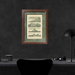 «Выставочные здания мира I 1» в интерьере кабинета в черных цветах над столом