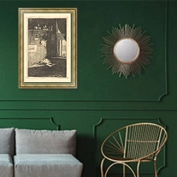 «Hoek van een atelier» в интерьере классической гостиной с зеленой стеной над диваном